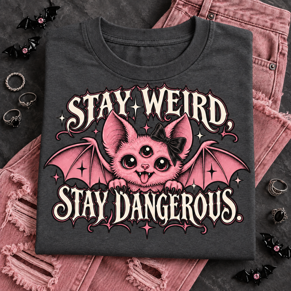 Stay Weird, Stay Dangerous color Dark Heather
