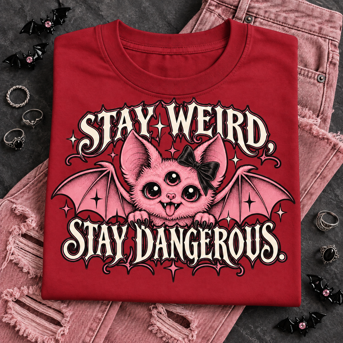 Stay Weird, Stay Dangerous color Red
