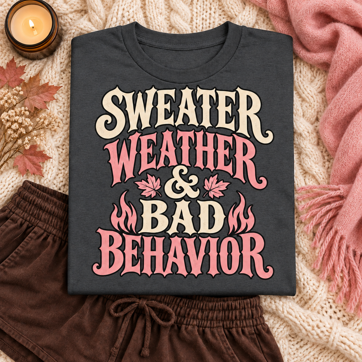 Sweater Weather & Bad Behavior color Dark Heather