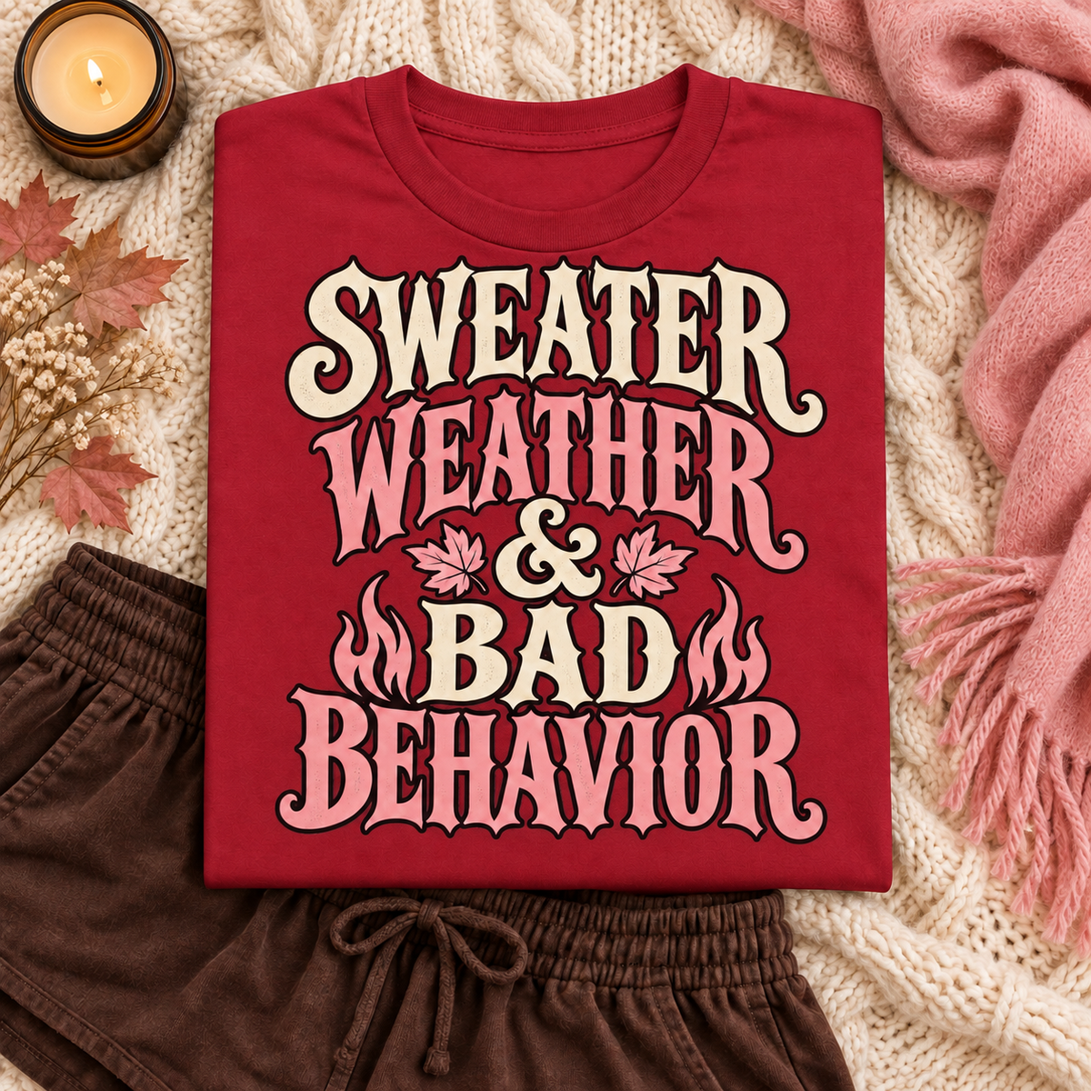 Sweater Weather & Bad Behavior color Red