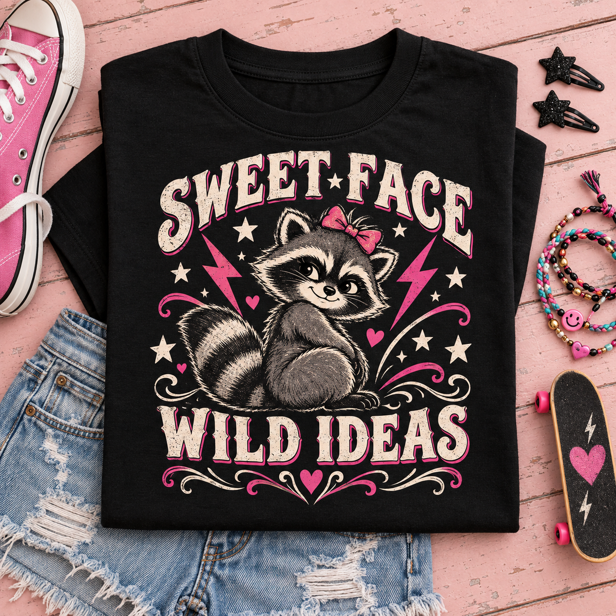 Sweet Face Wild Ideas Youth T-Shirt color Black