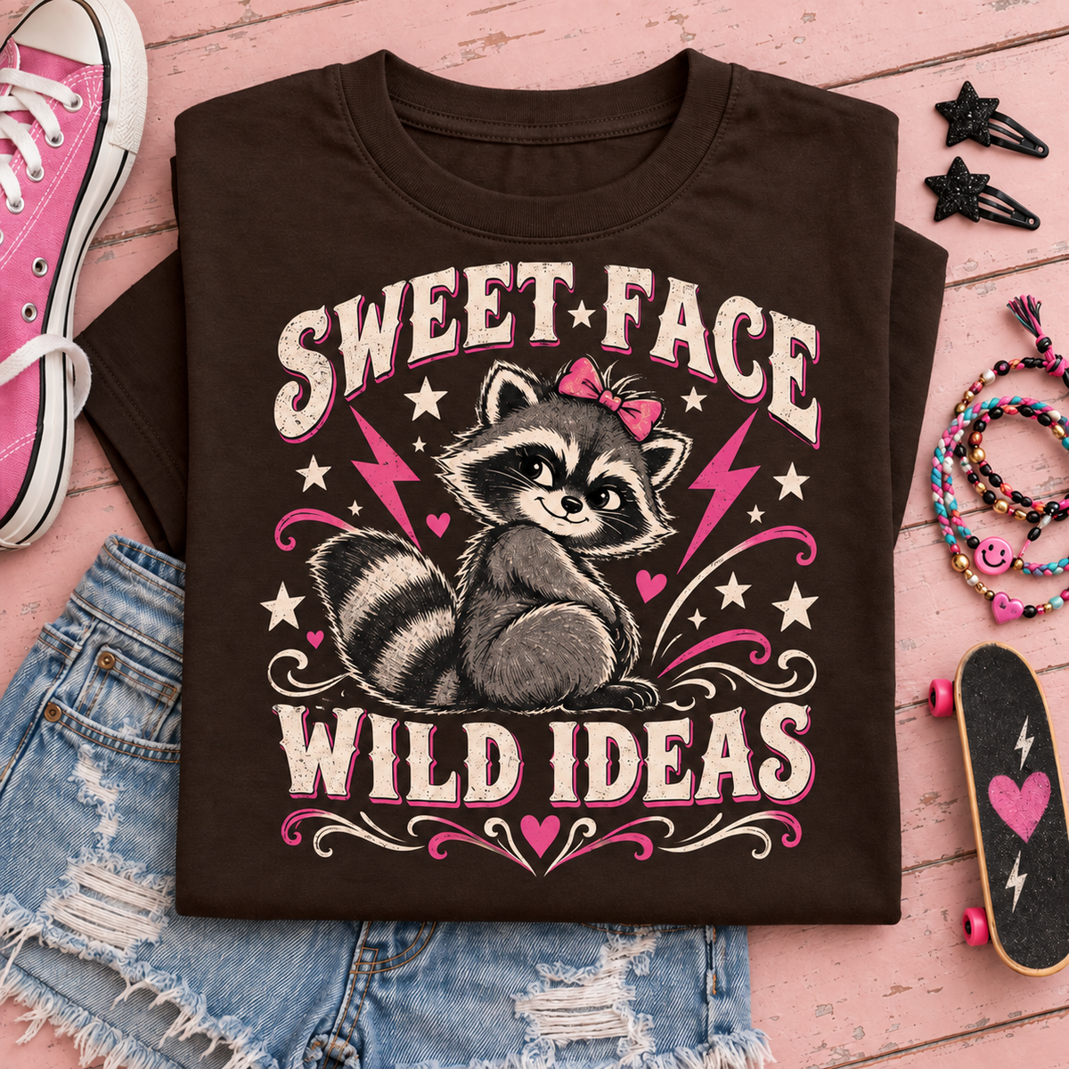 Sweet Face Wild Ideas Youth T-Shirt color Dark Chocolate