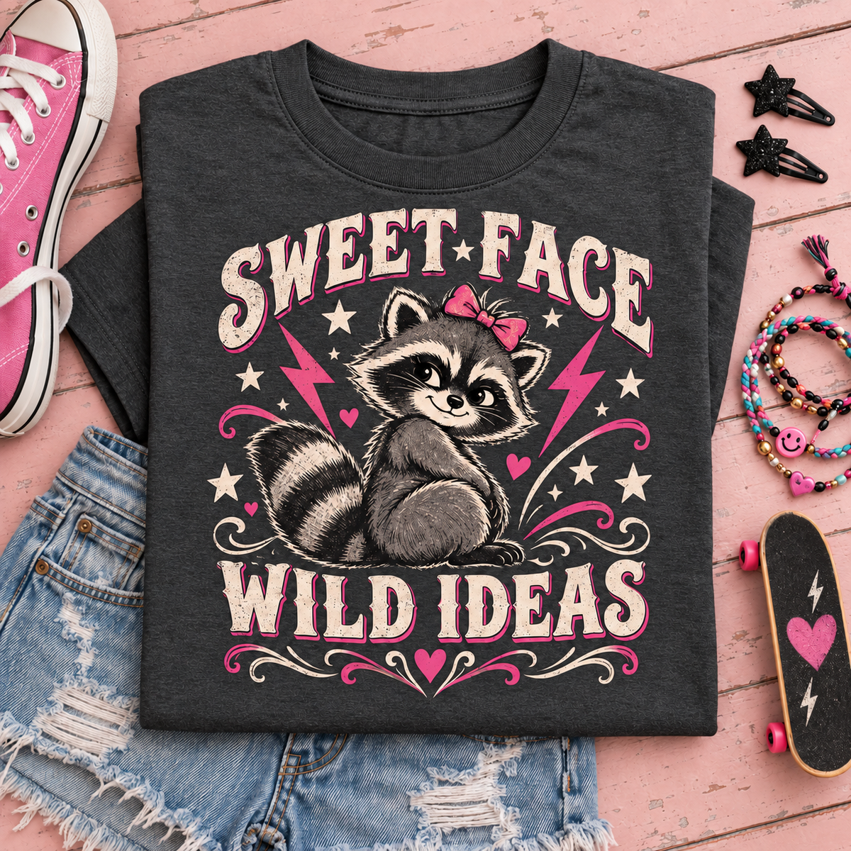 Sweet Face Wild Ideas Youth T-Shirt color Dark Heather