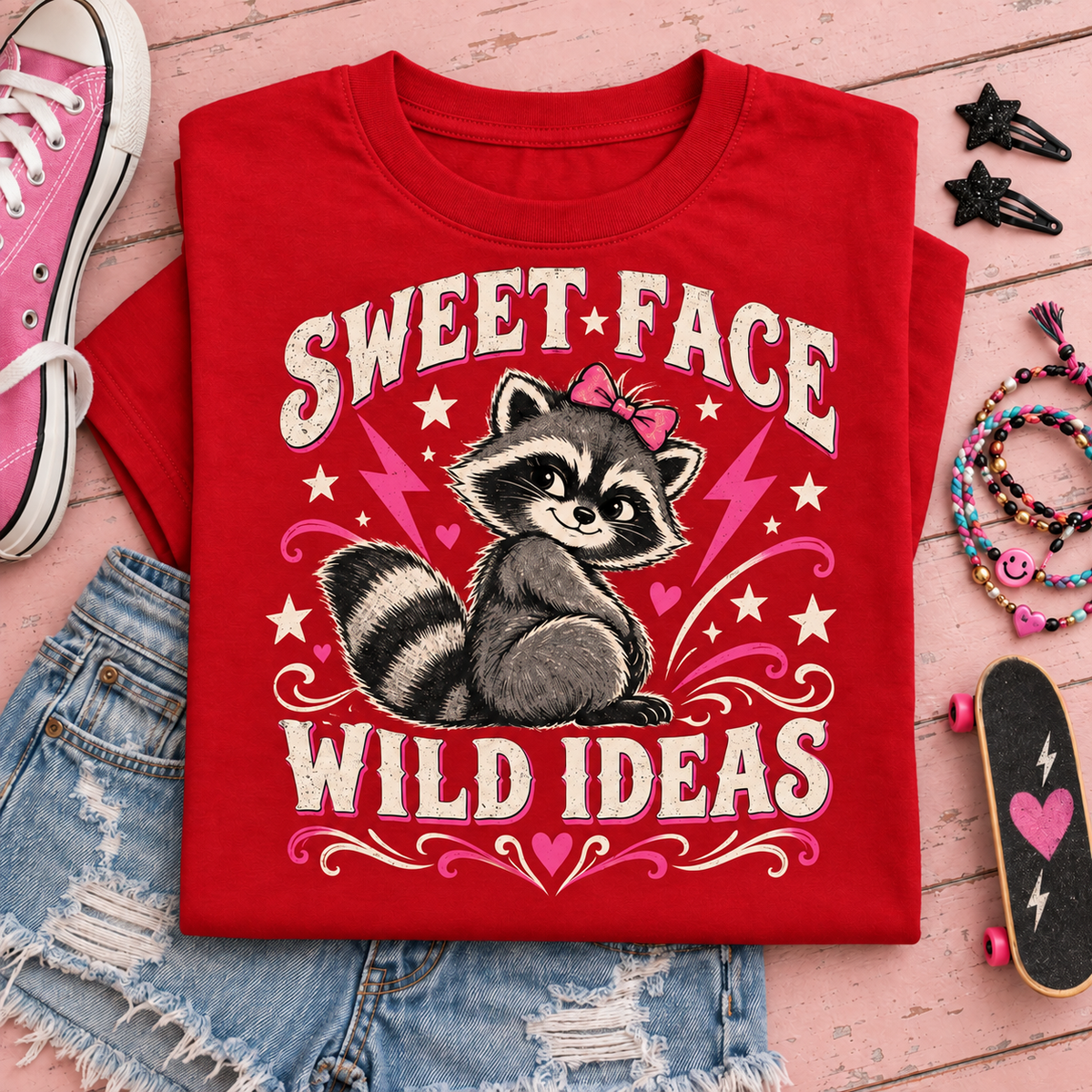 Sweet Face Wild Ideas Youth T-Shirt color Red