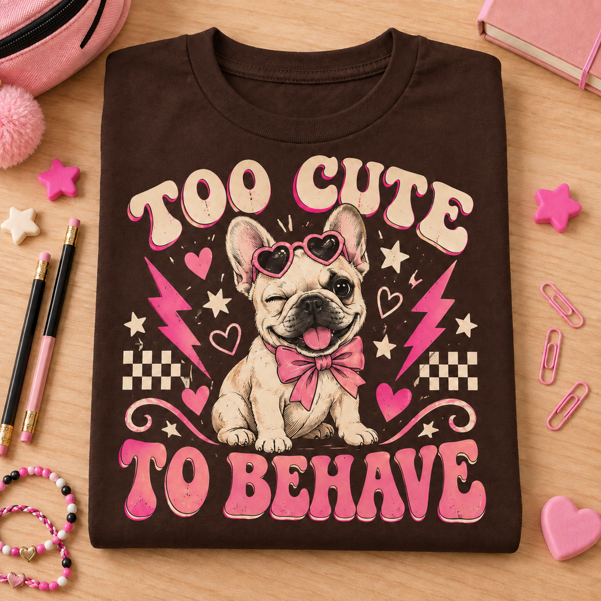 Too Cute To Behave Youth T-Shirt color Dark Chocolate