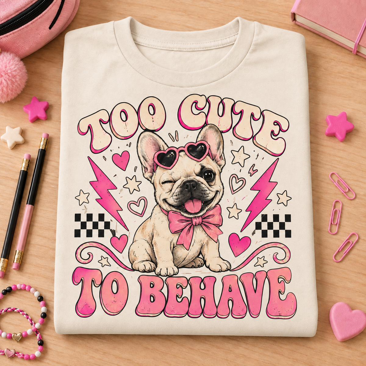 Too Cute To Behave Youth T-Shirt color Natural