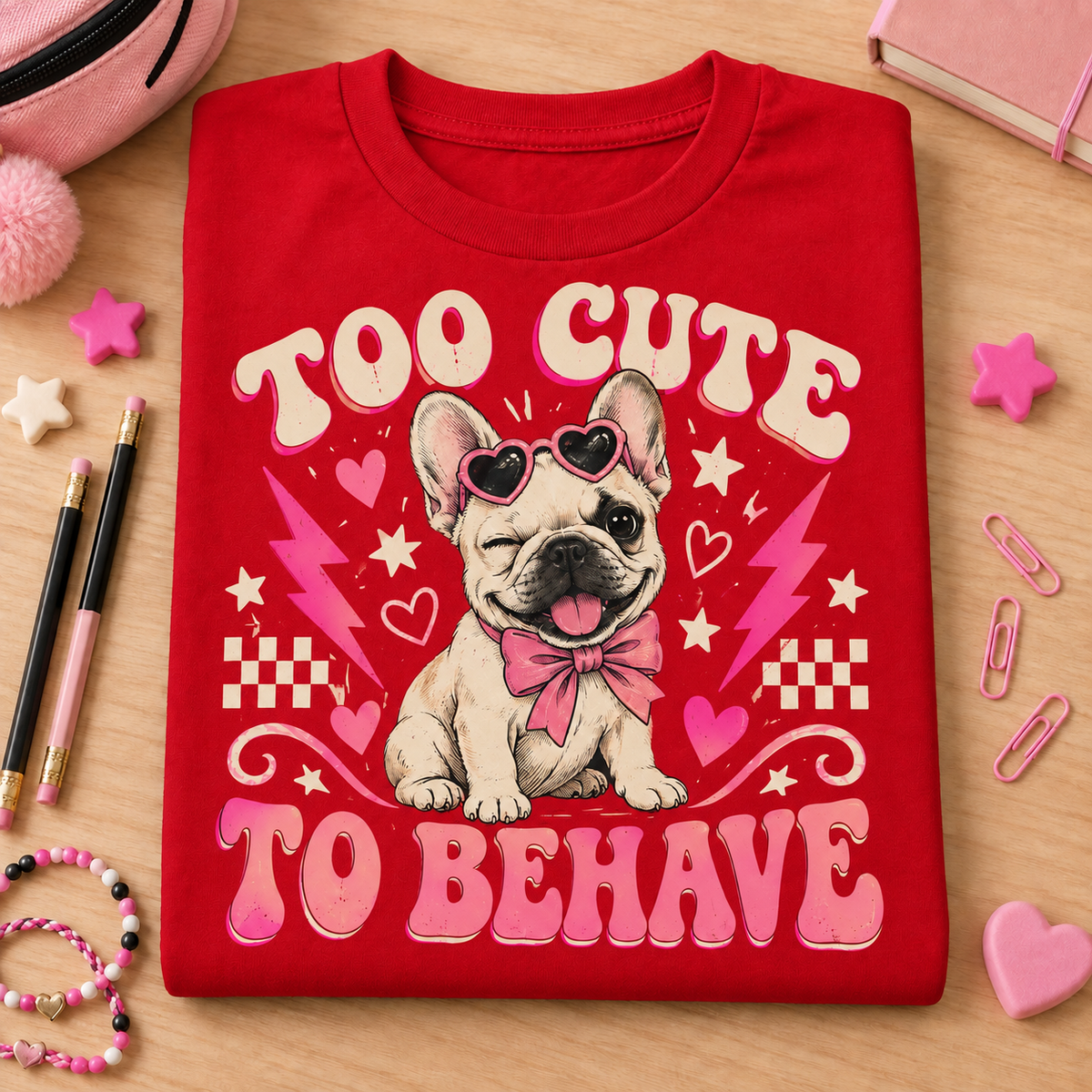 Too Cute To Behave Youth T-Shirt color Red