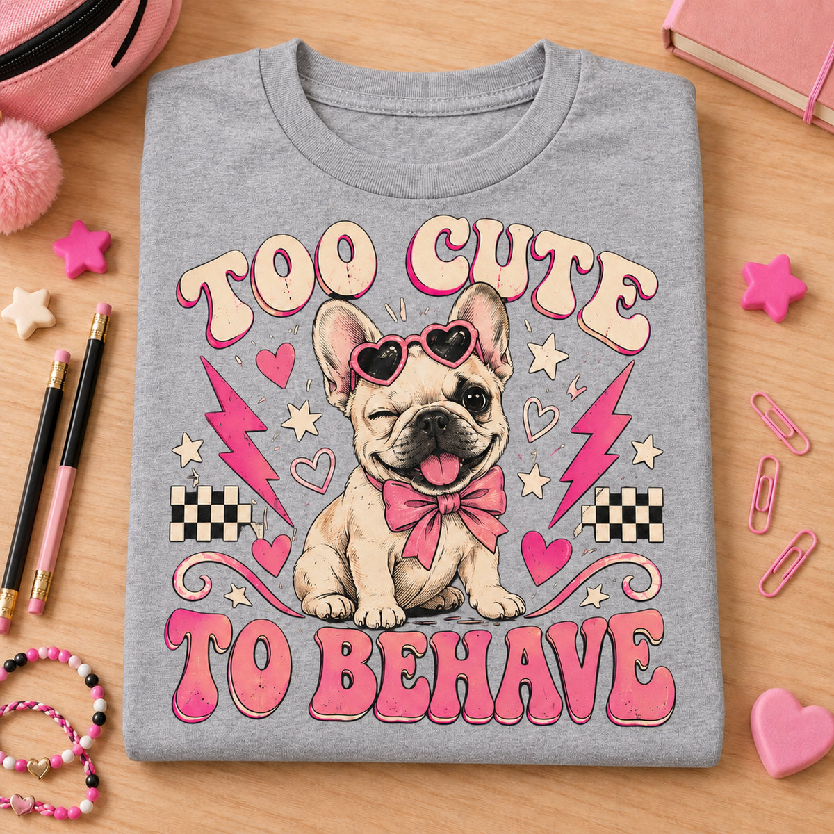 Too Cute To Behave Youth T-Shirt color Sport Grey