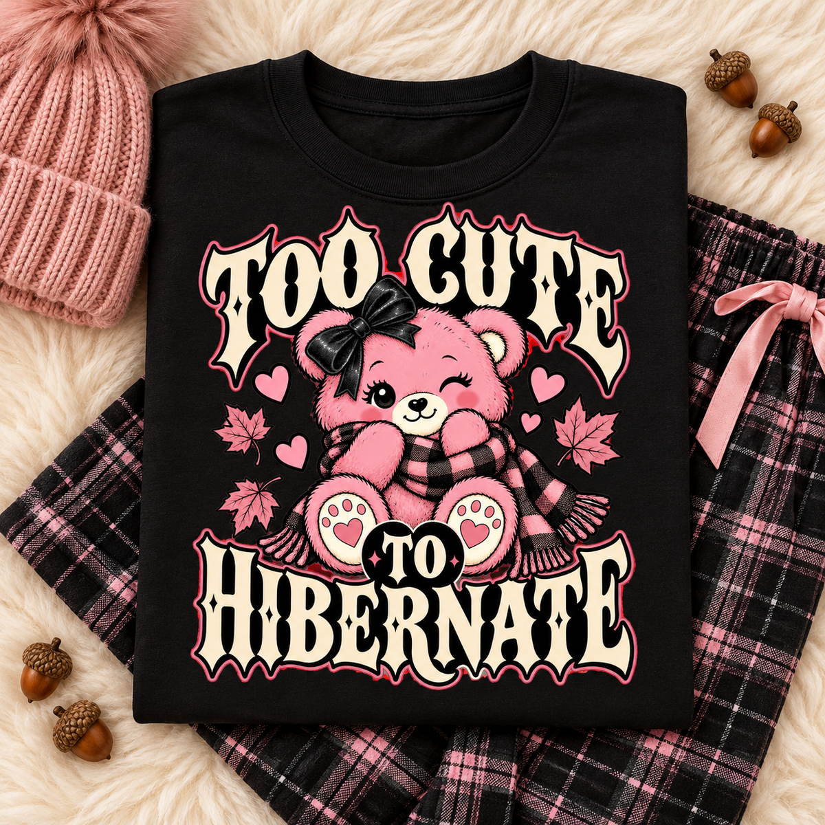 Too Cute to Hibernate color Black