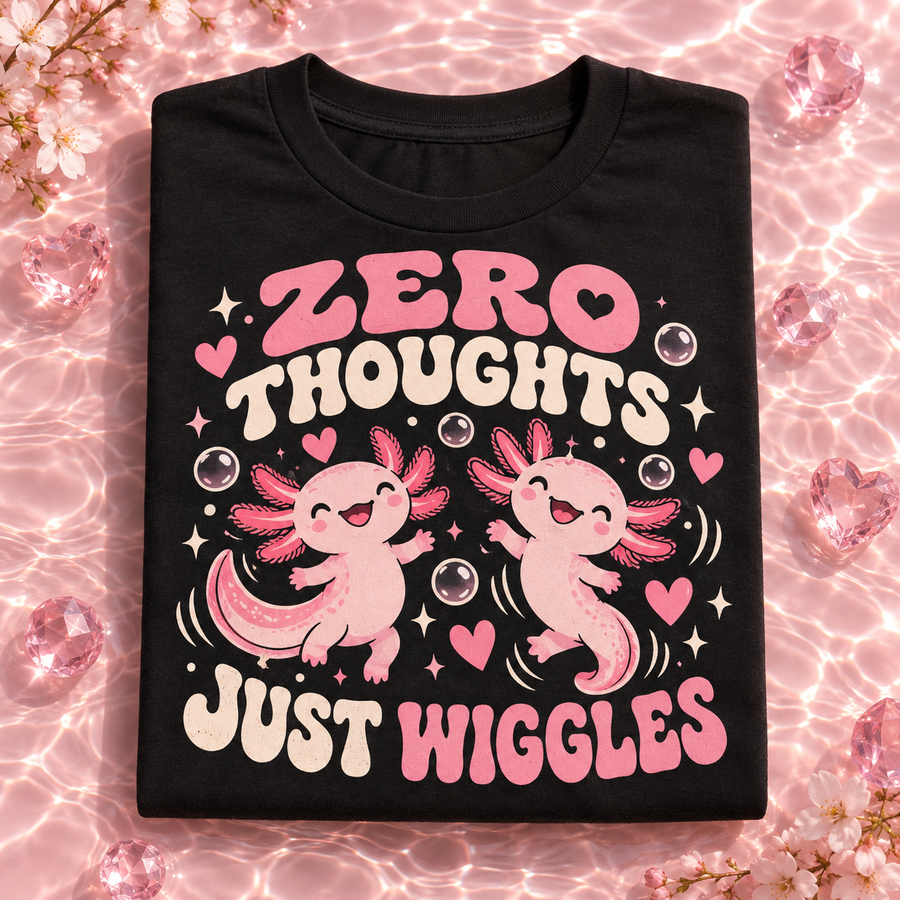 Zero Thoughts Just Wiggles Youth T-Shirt – Axolotl Kids Tee