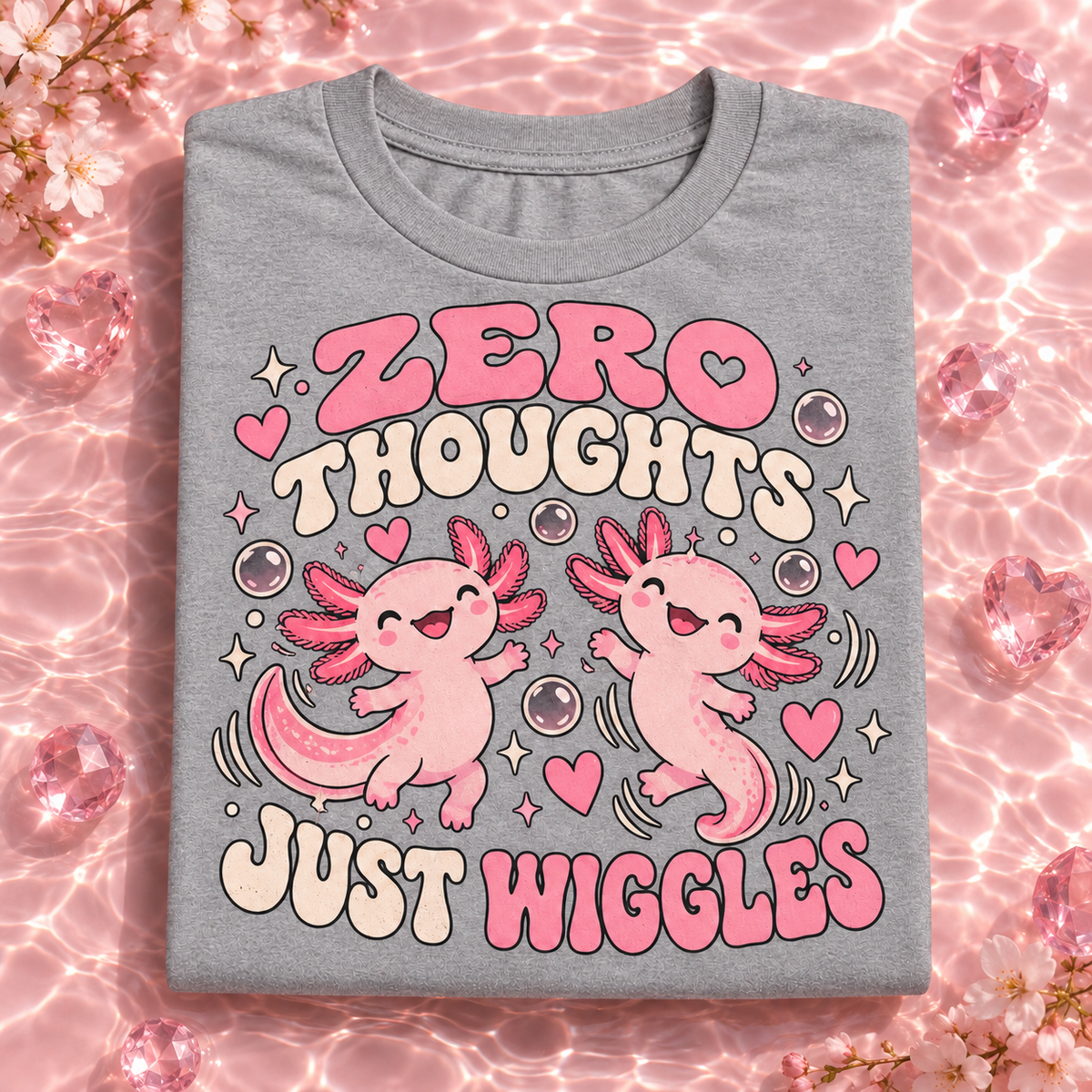 Zero Thoughts Just Wiggles axolotl youth T-shirt in Sport Grey